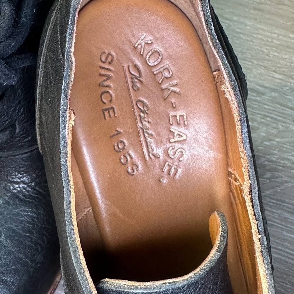 Kork-Ease Black Leather Lace-Up Oxfords 3” Wedge Heel Vintage Boho Size 6 - Picture 2 of 6